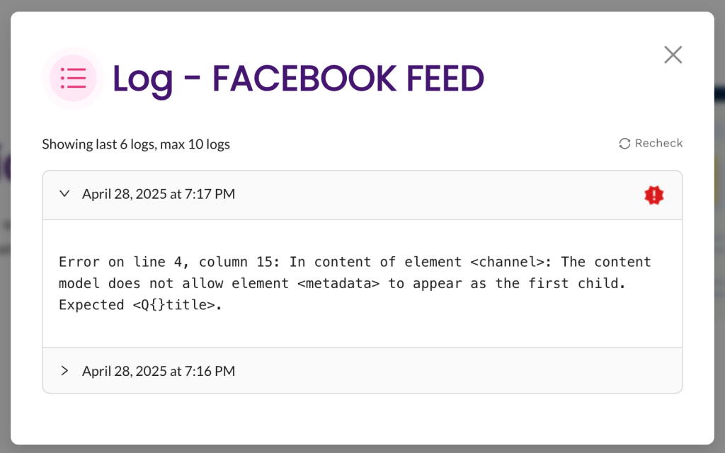Feed Validator Log - AdTribes