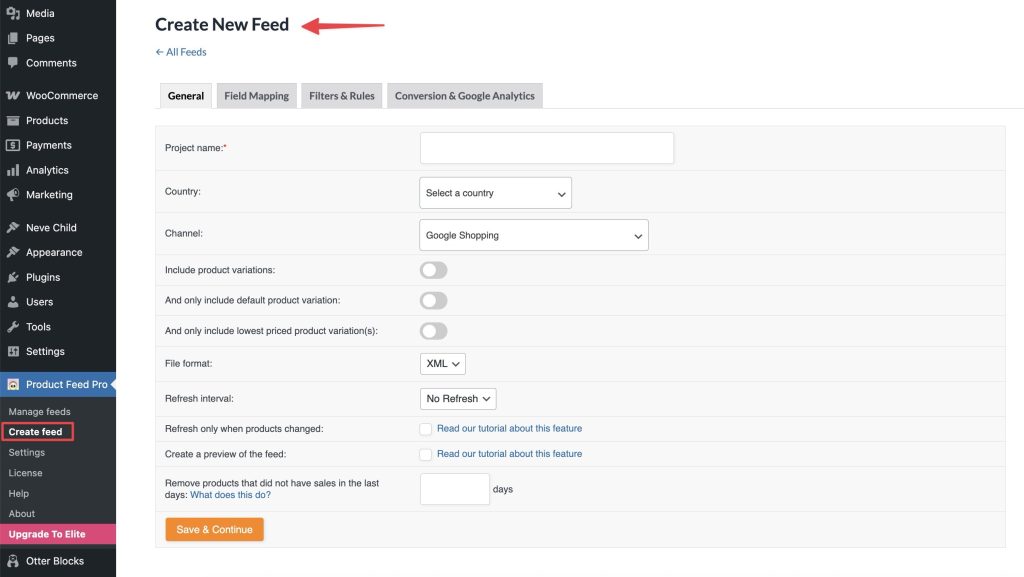 Create New Feed Screen - AdTribes
