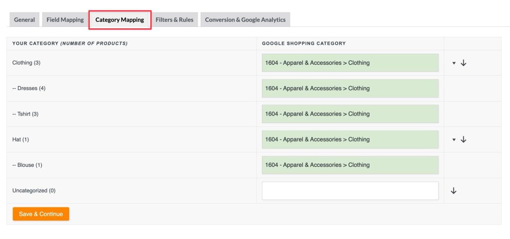 Category Mapping Screen - AdTribes