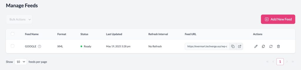 Manage Feeds Screen - AdTribes