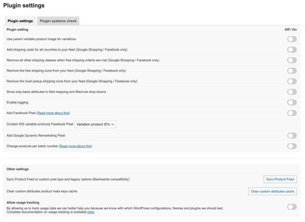 Product Feed Pro Settings - AdTribes