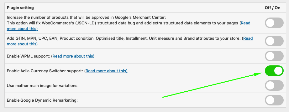 Enable Aelia Currency Switcher