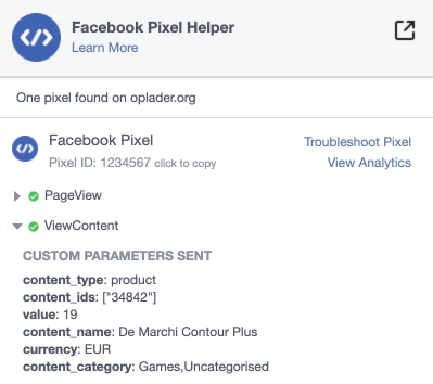 Facebook pixel variation product