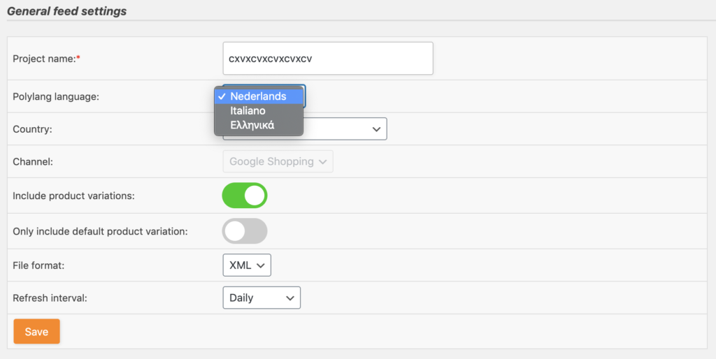 Polylang language selector