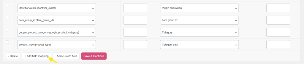 AdTribes field mapping interface highlighting the option to add the Facebook video attribute for product videos