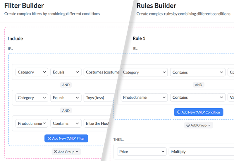 Product Feed filters &amp; rules