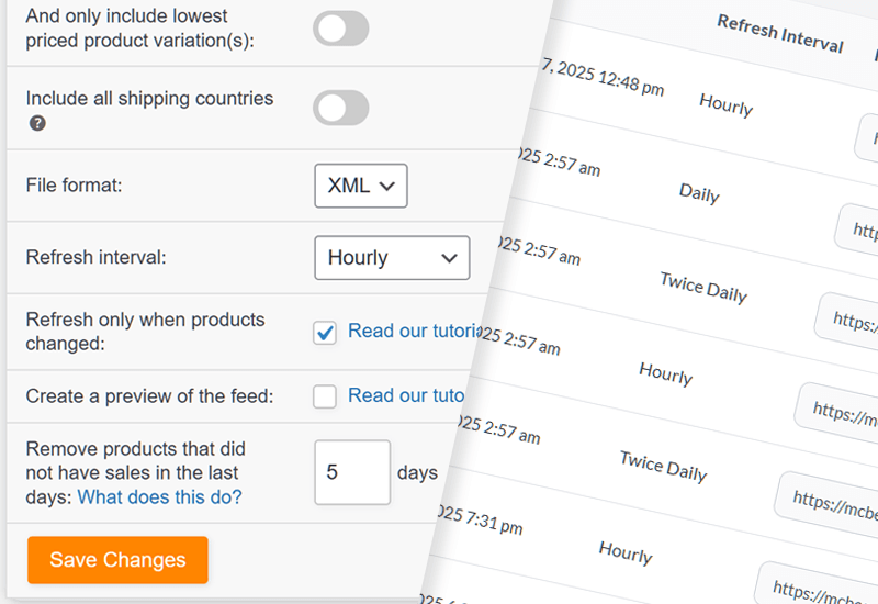 Automatic product feed updates