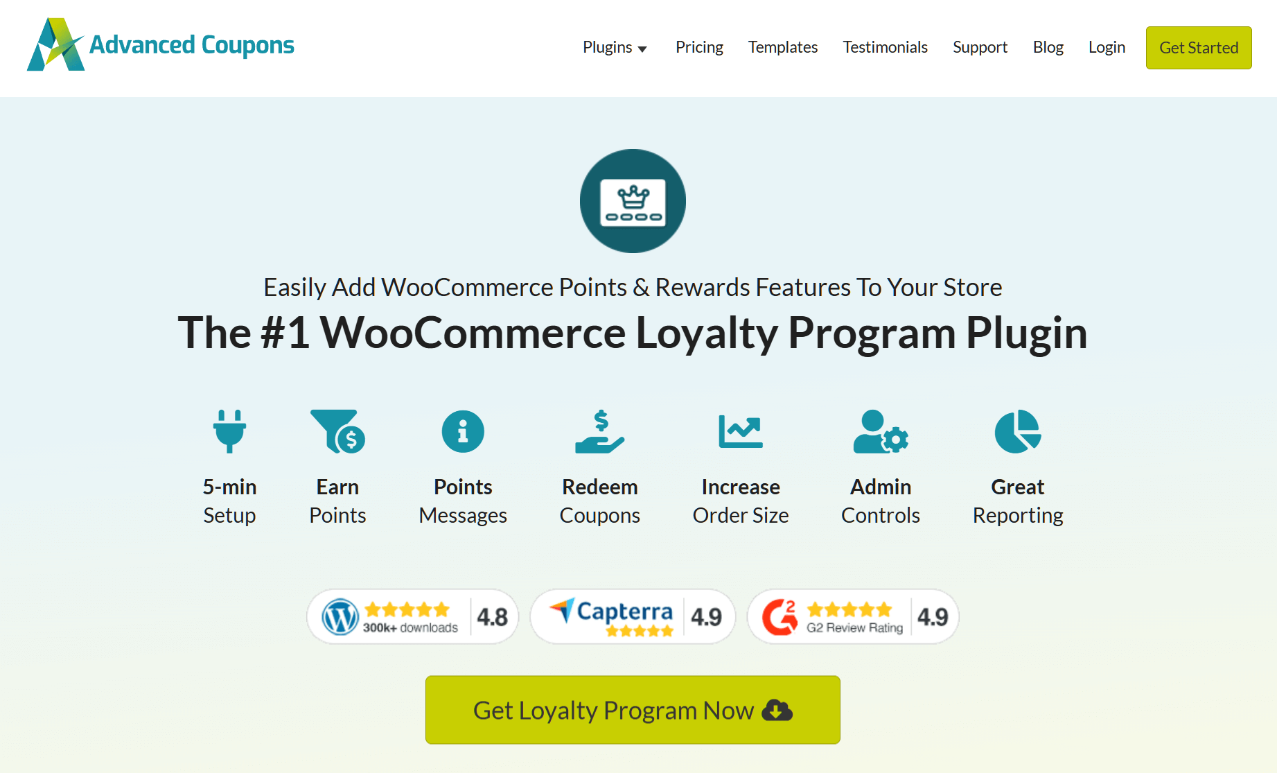 The Advanced Coupons WooCommerce Loyalty Program plugin, revealing features such as coupon redemption, points messaging, and more