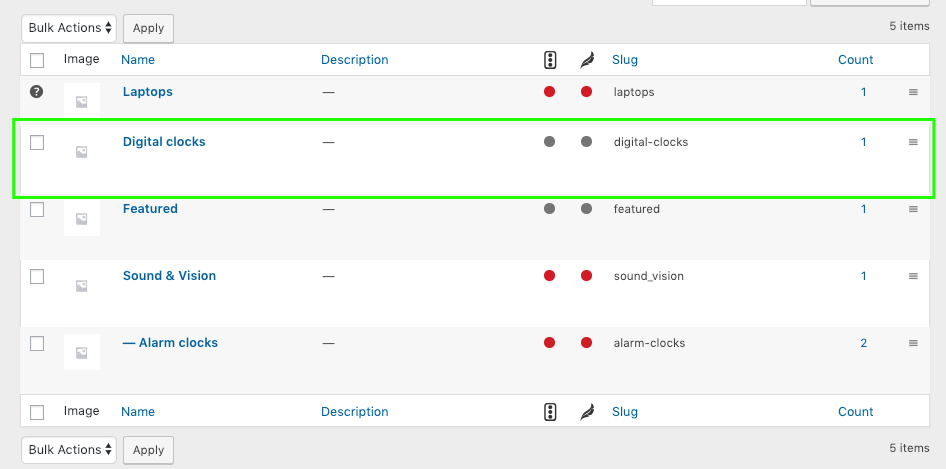 woocommerce categories