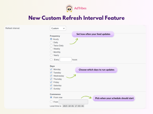 Content Development Refresh Table New Feature! Set Custom Refresh Intervals For Product Feeds