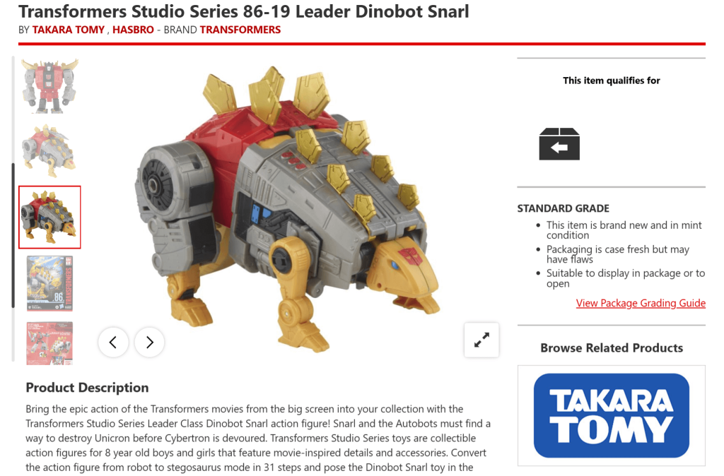 A transformable toy robot stegosaurus on Big Bad Toy Store