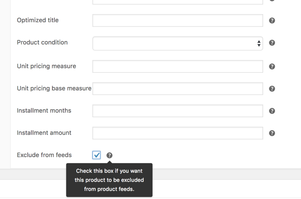 exclude products from your feed