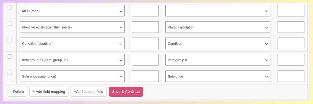 AdTribes field mapping table with a Sale price (sale_price) attribute mapped to the WooCommerce Sale price value