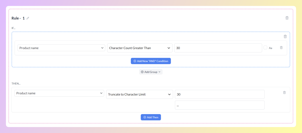 Completed rule shortening product names longer than 30 characters and adding an ellipsis