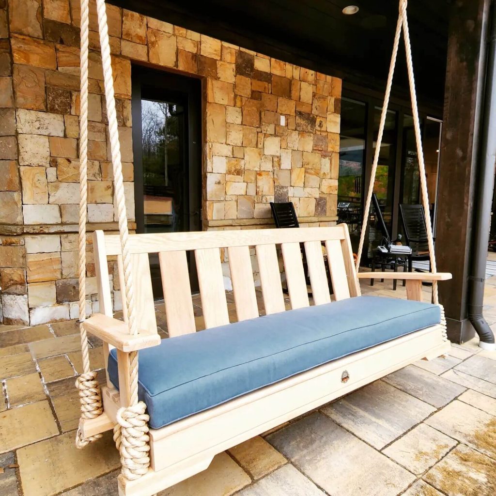 A handcrafted porch swing