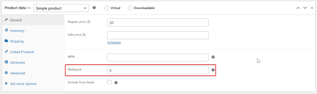 Adding Multipack Value for Simple Product - AdTribes