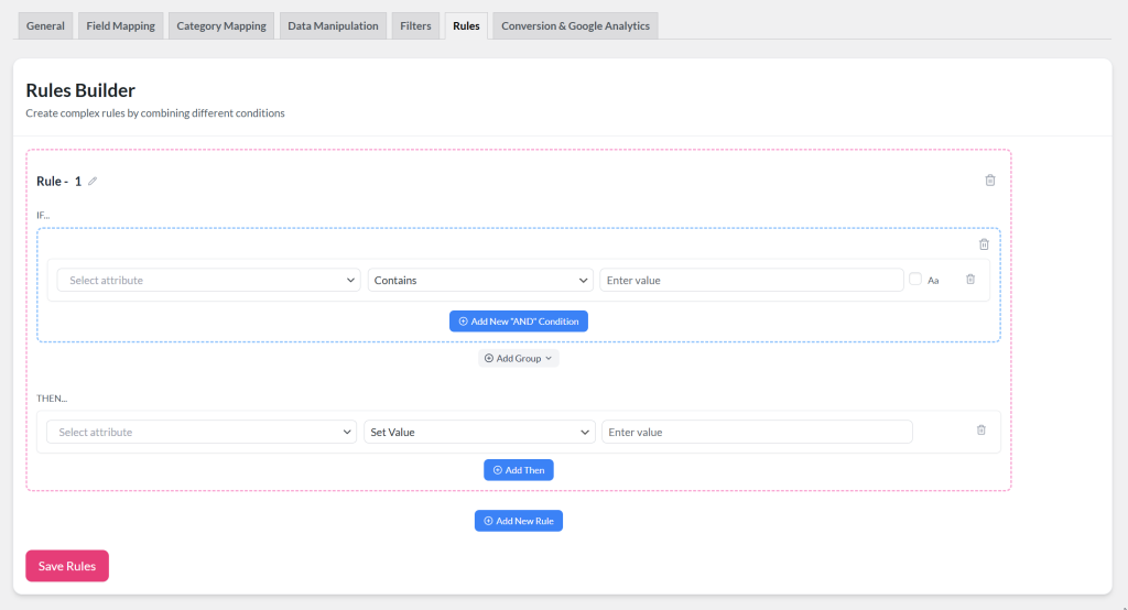 Product Feed Pro Rules Builder - AdTribes