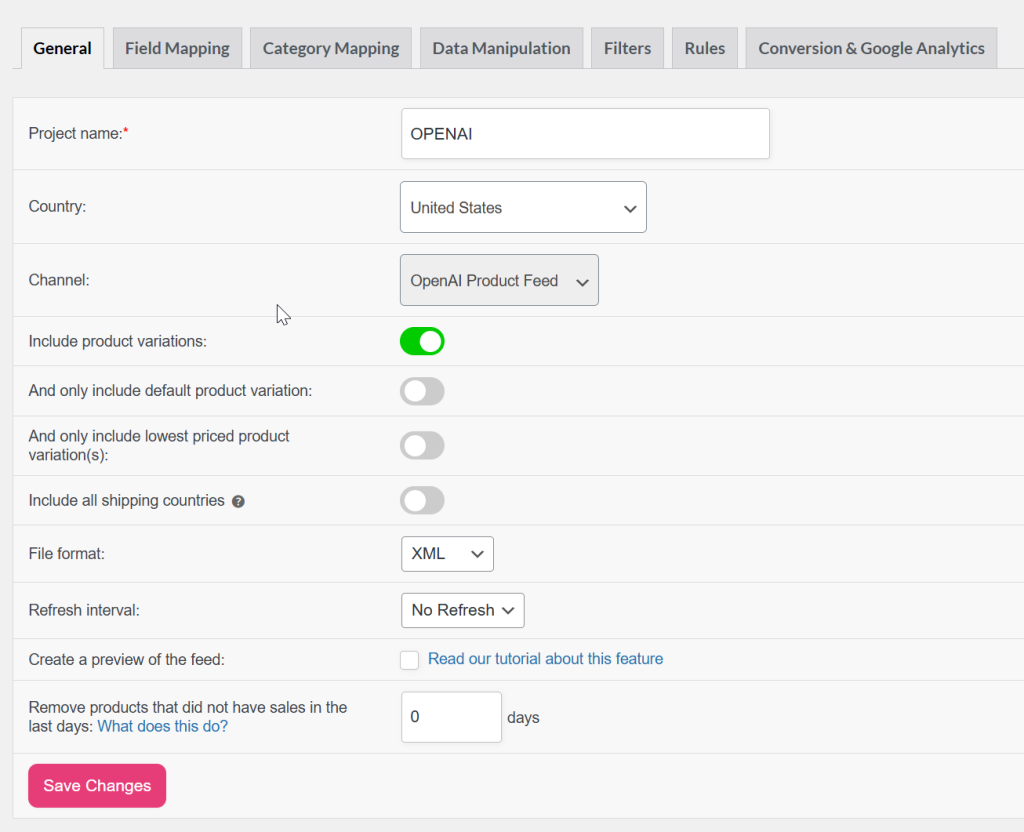 OpenAI Feed General Step - AdTribes