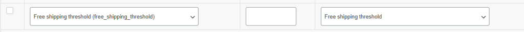 Field mapping tab showing the Free shipping threshold row