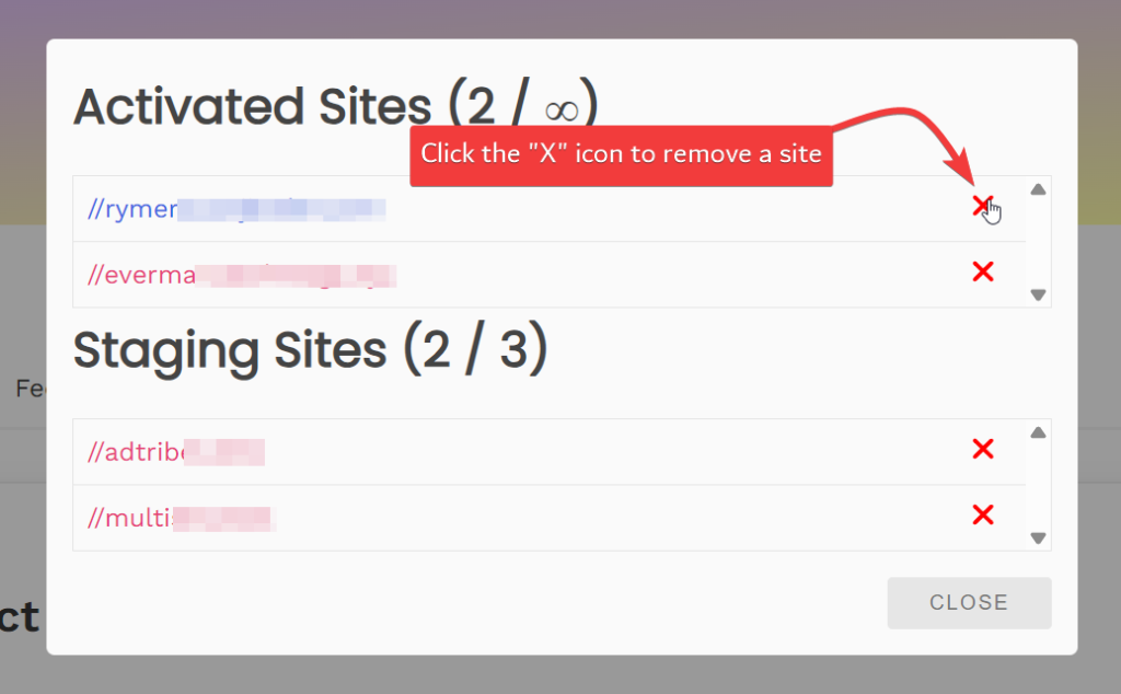 Removing A Site From License Key - AdTribes