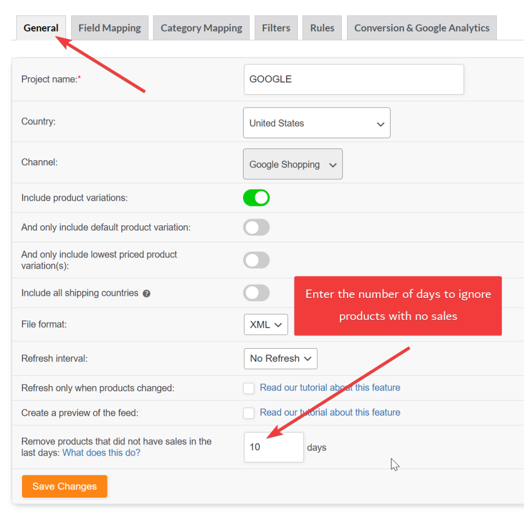 Recent Sales Filter Setting - AdTribes