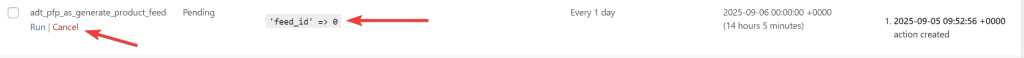 Cancel Scheduled Action with Invalid Feed ID - AdTribes