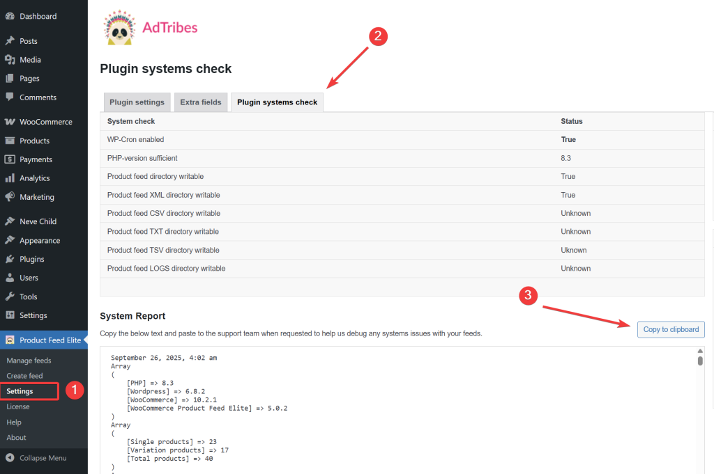 Product Feed System Log - AdTribes
