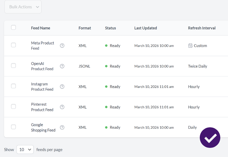 Automatic product feed updates