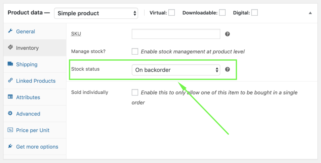 WooCommerce on backorder