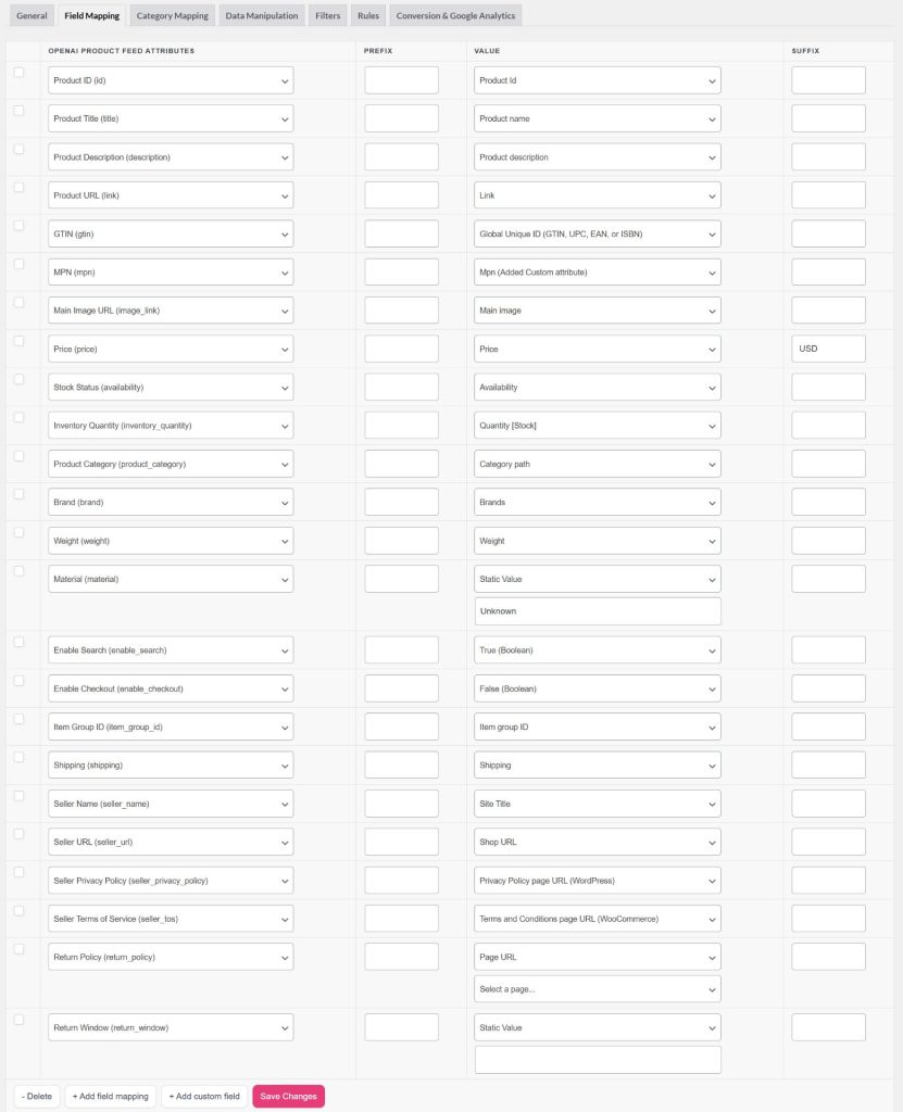 OpenAI Field Mappings - AdTribes