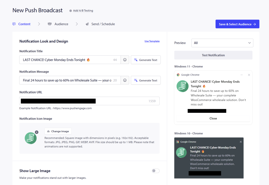 sample-push-notification - AdTribes Creating a push notification campaign using PushEngage for a limited‑time sale