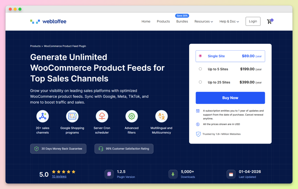 WebToffee WooCommerce Product Feed plugin pricing and feature overview