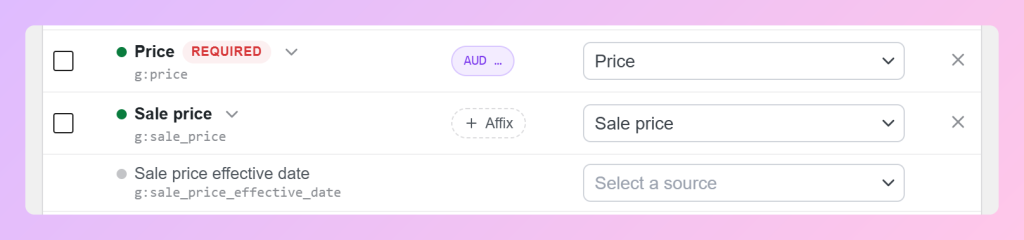 Atrybut Ceny promocyjnej Google Shopping zmapowany do źródła Ceny promocyjnej WooCommerce